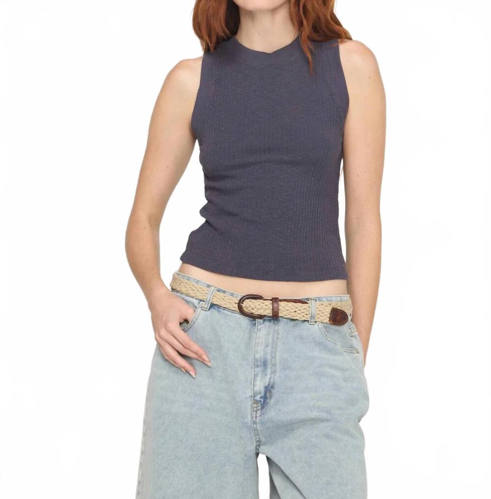 NEW PROJECT SOCIAL T player racerback rib tank top in charcoal